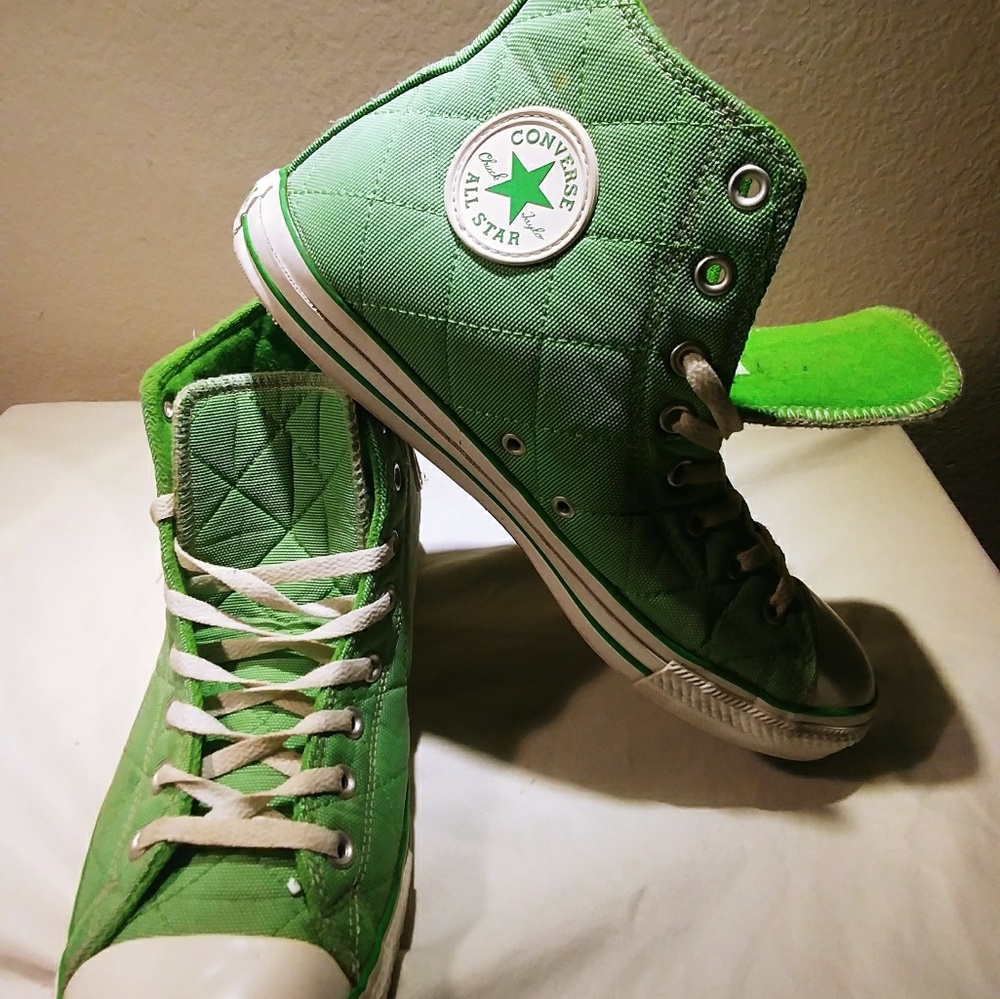 Quilted John Deere Green Converse shoes Sz 11